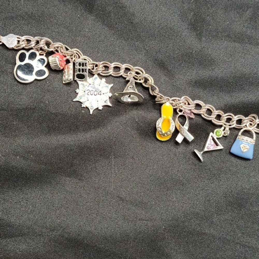 Sterling Silver Italian Chain Charm Bracelet